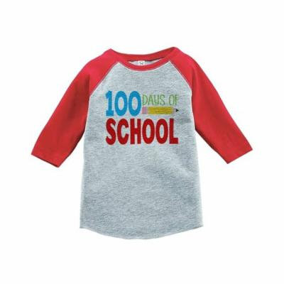 Custom Party Shop Kids 100 Days of School Red Baseball Tee - 3T