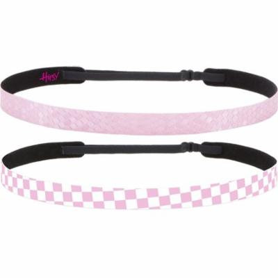 Hipsy Adjustable NO SLIP Checkerboard Skinny Fashion Headbands for Women Gift Pack (Skinny Light Pink & Pink Geo 2pk)