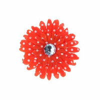 Hair Accessory Orange Polka Dot Rhinestone Daisy Flower Hairclip (Set of 12)