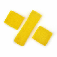 GOGO Thick Solid Color Sweatband Set (1 Headband + 2 Wristbands), Price for ONE DOZEN-Yellow