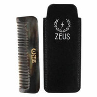 Zeus Natural Horn Medium Tooth Beard Comb in Leather Sheath - Beard Comb for Men
