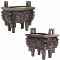 TrendBox Set of 2 - Mini Vintage Design Ding Sheng Bronze Tripod Incense Cone Coil Stick Burner Holder Ash Catcher Chinese Traditional Style Buddhist Washable