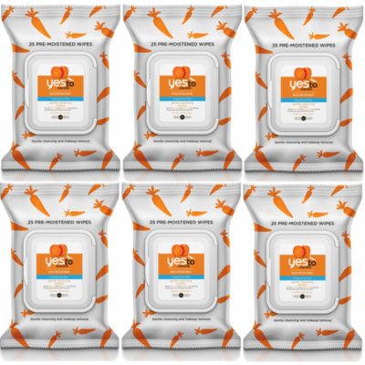 Yes To Carrots Fragrance-Free Gentle Cleansing Wipes, 25 Count (Pack of 6) + Beyond BodiHeat Patch, 1 Ct