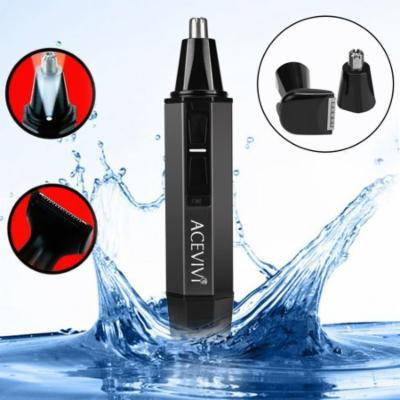 Valentine's Day Gift ! Professional Water Resistant Heavy Duty Stainless Steel Nose Hair Trimmer with LED light Facial hair trimmer BLLK