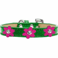 Metallic Flower Ice Cream Collar Emerald Green With Metallic Pink Flowers Size 14