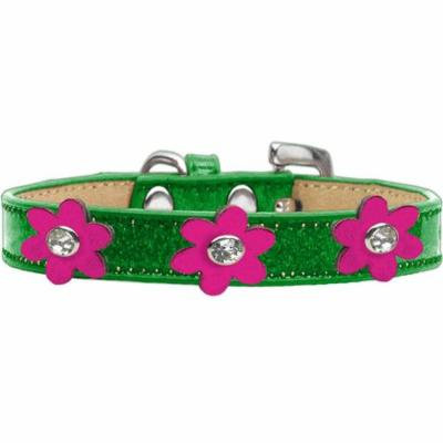 Metallic Flower Ice Cream Collar Emerald Green With Metallic Pink Flowers Size 14