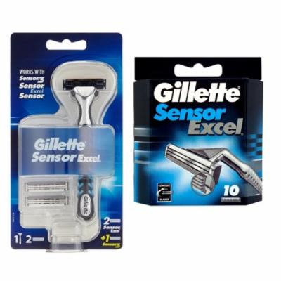 Gillette Sensor3 Razor Handle + Sensor Excel Refill Blades, 10 Count + Beyond BodiHeat Patch, 1 Ct