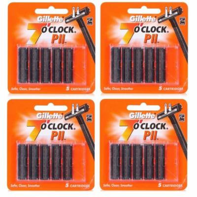 Gillette 7 O'Clock PII Razor Blades 5 Count (Pack of 4) + Old Spice Deadlock Spiking Glue, Travel Size, .84 Oz