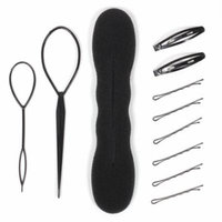 4 Pcs Set Ponytail Creator Plastic Loop Styling Tools Black Pony topsy Tail Clip Hair Braid Maker Styling Tool Salon Worldwide