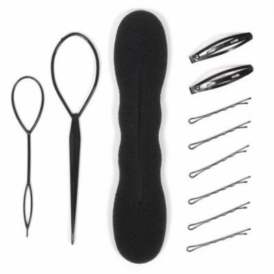4 Pcs Set Ponytail Creator Plastic Loop Styling Tools Black Pony topsy Tail Clip Hair Braid Maker Styling Tool Salon Worldwide