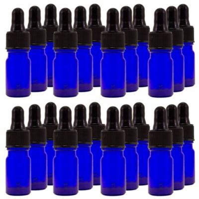 Cobalt Blue Glass Bottle - 5 ml (1/6 fl oz) w/ Glass Dropper - Pack of 24