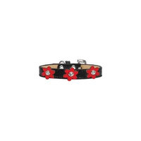 Metallic Flower Ice Cream Collar Black With Metallic Red Flowers Size 12
