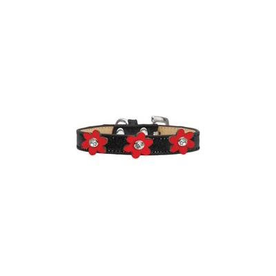 Metallic Flower Ice Cream Collar Black With Metallic Red Flowers Size 12