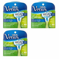 Gillette Venus Embrace Refill Blades, 4 Ct (Pack of 3) + 3 Count Eyebrow Trimmer