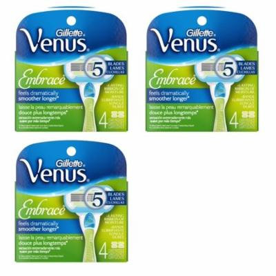 Gillette Venus Embrace Refill Blades, 4 Ct (Pack of 3) + 3 Count Eyebrow Trimmer