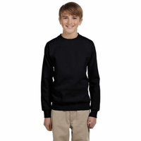 Hanes Youth Cotton Crewneck Fleece Closure Sweatshirt, Black, Medium, Style, P360