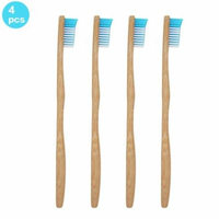 Genkent 4 PCS Bamboo Toothbrush-Natural &Eco Friendly- Dental Care for Adult Blue