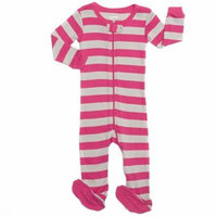 Leveret Striped Footed Pajama Sleeper 100% Cotton (12-18 Months, Berry & Chime)