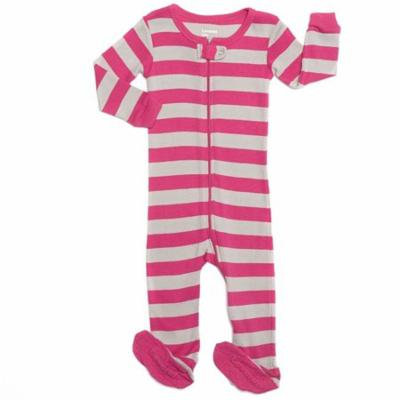 Leveret Striped Footed Pajama Sleeper 100% Cotton (12-18 Months, Berry & Chime)