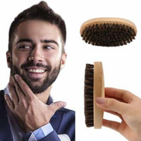 Practical Oval Shape Men Boar Hair Bristle Facial Beard Mustache Brush Hard Round Wood Handle Face Message