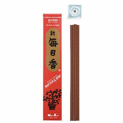 Morning Star Japanese Incense Sticks Myrrh 50 Sticks & holder', Box of 50 sticks, each of which is about 5 inches long and burns for approximately.., By Nippon Kodo