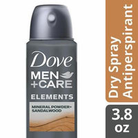 Dove Men+Care Elements Dry Spray Antiperspirant Deodorant Mineral Powder + Sandalwood 3.8 oz.(pack of 6)
