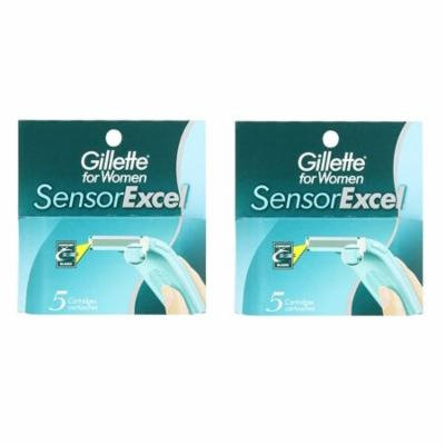 Gillette Sensor Excel Women's Razor Blade Refills, 5 Count (2 Pack) + Scunci Black Roller Pins, 18 Pcs