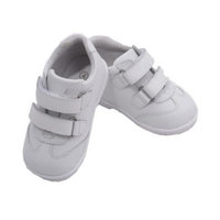 Angel Toddler Boys White Double Velcro Strap Leather Sneakers 4-7 Toddler