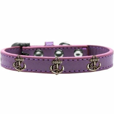 Bronze Anchor Widget Dog Collar Lavender Size 10