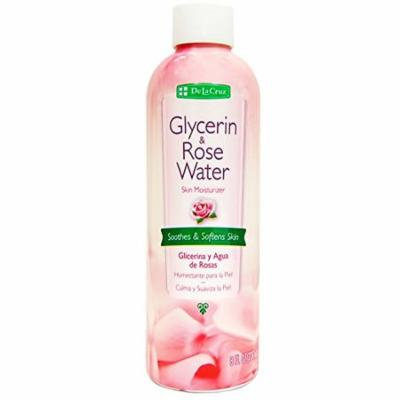 De La Cruz Glycerin & Rose Wate SOOTHES SOFTENS SKIN HUMECTANT HEALINGr, 8 oz 1 pack