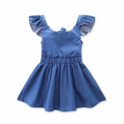 StylesILove Baby Toddler Girl Contrasting Sleeve Backless Denim Sun Dress (110/2-3 Years)