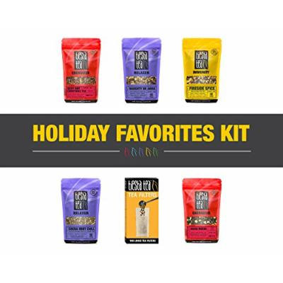HOLIDAY FAVORITES Tea Gift Set by Tiesta Tea , 5 Holiday Loose Leaf Tea Blends with a Box of 100 Filters , Perfect for the Holidays