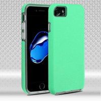 Asmyna Fusion Protector Cover for iPhone 7 - Teal Green Dots Textured/Transparent Clear