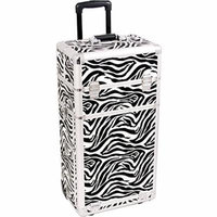 Sunrise Cannaregio 2-In-1 Rolling Makeup Case Professional Nail Travel Organizer Box, Zebra, 19 Pound