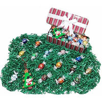 Red & Green Striped Christmas Holiday Tin Gift Box - Lindt Lindor Gourmet Chocolate Truffles & Christmas Tree Ornament