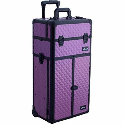 Sunrise Strozzi 2-In-1 Rolling Makeup Case Professional Nail Travel Organizer Box, Purple Diamond, 20 Pound