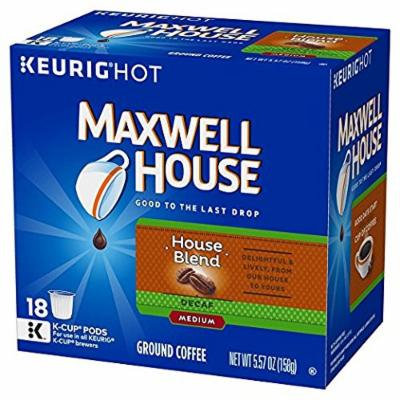 Maxwell House House Blend Decaf Coffee, Medium Roast, K-CUP Pods, 18 count(Pack of 3) DFWE