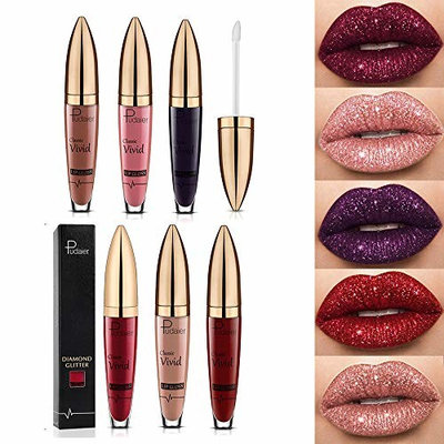 6pcs Makeup Matte Glitter Liquid Lipstick, Liquid Matte Lipstick