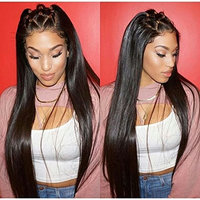 Foxy's Hair 13x6 Lace Frontal Wig Long Straight Human Hair Brazilian Virgin Human Hair Frontal Lace Wigs PrePlucked Baby Hair(18 inch)