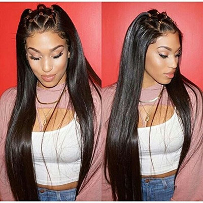 Foxy's Hair 13x6 Lace Frontal Wig Long Straight Human Hair Brazilian Virgin Human Hair Frontal Lace Wigs PrePlucked Baby Hair(18 inch)