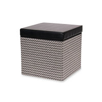 Household Essentials® Square Storage Ottoman with Padded Seat, Black chevron