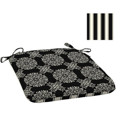 Arden Companies Better Homes and Gardens Outdoor Wrought Iron Seat Pad, Set of 2, Black Tulip Medallion
