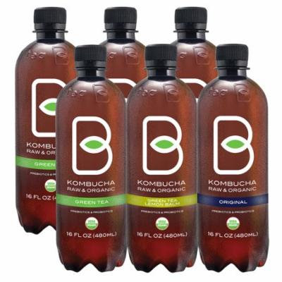 B-Tea Kombucha Variety Pack, 16 Fl Oz (Pack of 6)