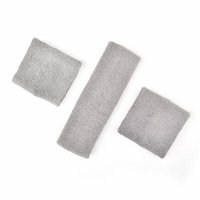 GOGO Thick Solid Color Sweatband Set (1 Headband + 2 Wristbands), Price for ONE DOZEN-Grey