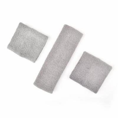 GOGO Thick Solid Color Sweatband Set (1 Headband + 2 Wristbands), Price for ONE DOZEN-Grey