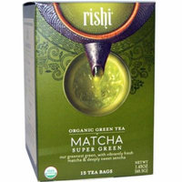 Rishi Tea, Organic Green Tea, Matcha Super Green, 15 Tea Bags 1.43 oz(pack of 6)