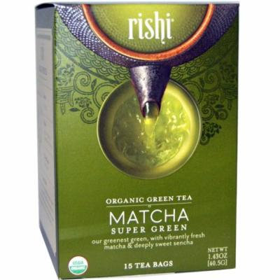 Rishi Tea, Organic Green Tea, Matcha Super Green, 15 Tea Bags 1.43 oz(pack of 6)