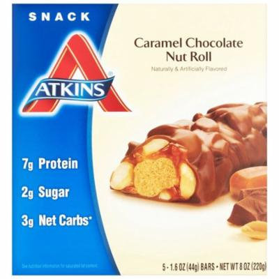Atkins, Advantage, Caramel Chocolate Nut Roll, 5 Bars, 1.6 oz Each(pack of 12)