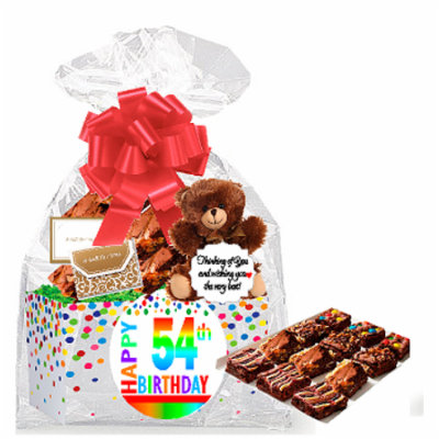 54th Birthday / Anniversary Gourmet Food Gift Basket Chocolate Brownie Variety Gift Pack Box (Individually Wrapped) 12pack