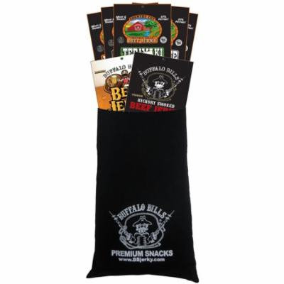 Buffalo Bills 7-Piece Low Carb Beef Jerky Sampler Black Velour Wine Gift Bag (2 carbs or less)